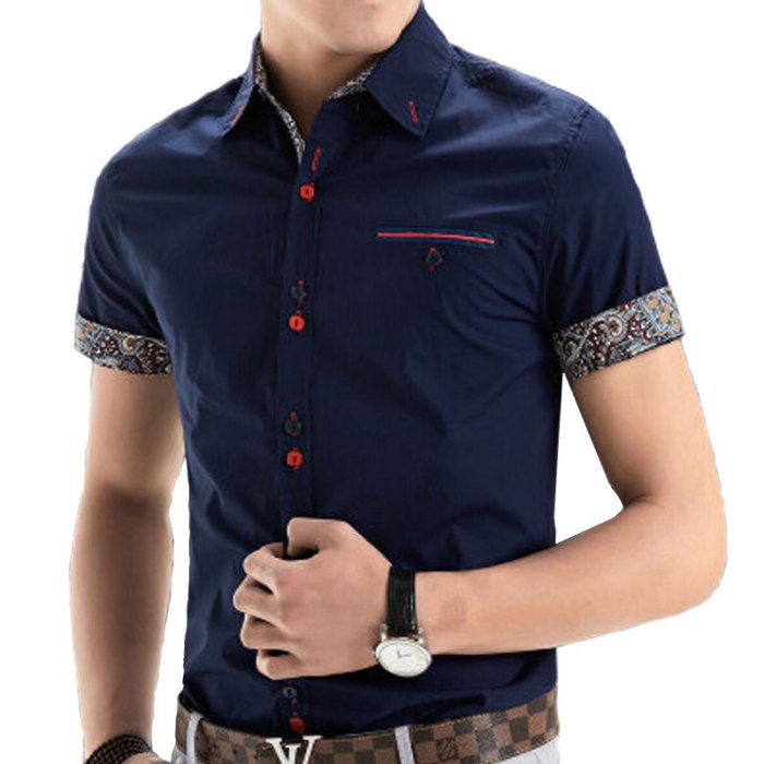 Mens short sleeve dress shirts slim fit