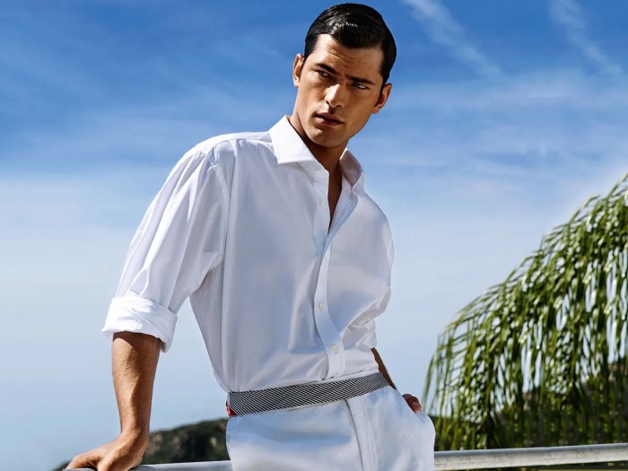 Mens black dress shirt with white collar