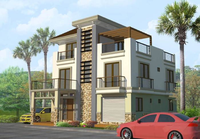 Desain teras rumah 3 lantai