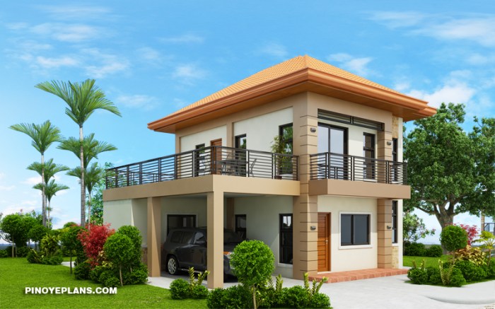 Desain teras rumah modern 2 lantai